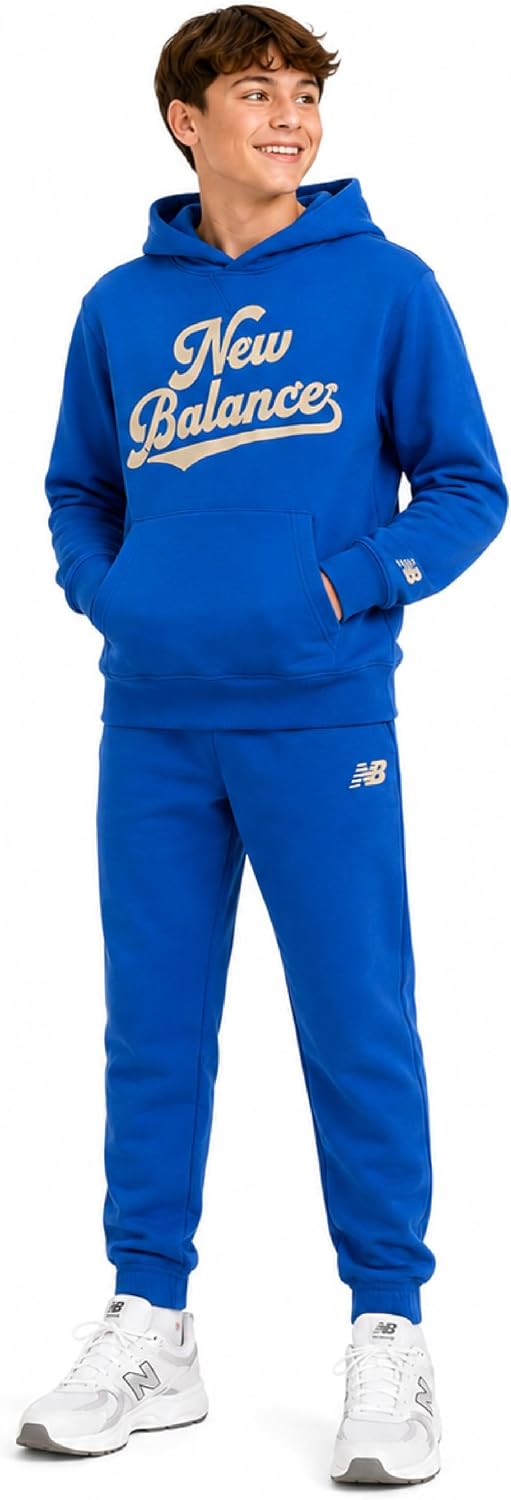 New Balance Boys Sweatsuit Set - 2 Piece Cozy Athletic Pullover Graphic Hoodie and Fleece Joggers for Boys (Sizes: 8-16)
