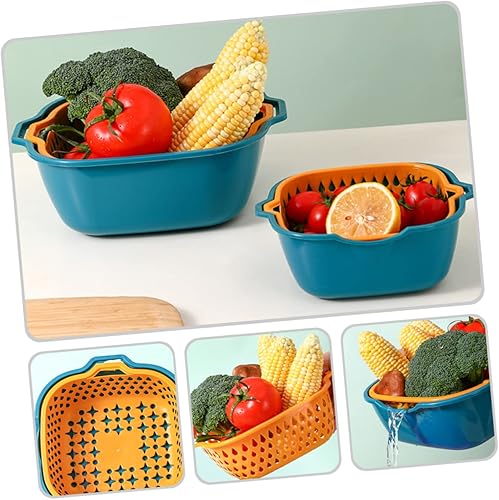Miniatura 5 de 1 juego de cesta de drenaje para verduras, colador de plástico, colador de pasta, colador de cocina, colador de tazón con cuenco colador de arroz,
