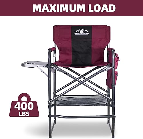 Miniatura 4 de Tall Directors Silla de 30 pulgadas de altura del asiento, silla plegable de altura de barra con mesa auxiliar, silla de campamento plegable