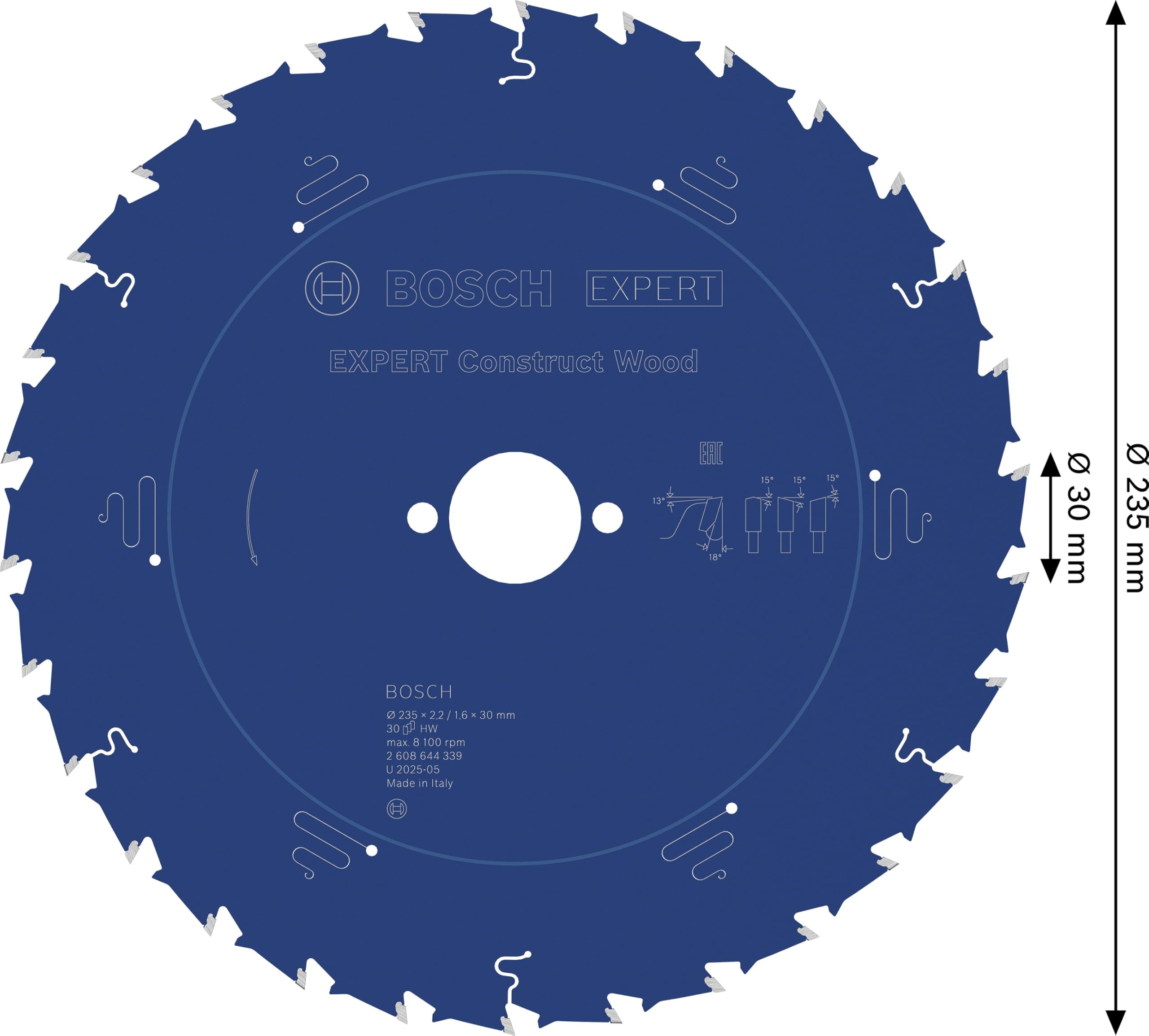 Bosch 1x Hoja de sierra circular con cable EXPERT Construct Wood