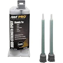 AWF PRO Epoxy, Structural Adhesive, Bonds to Metal, Wood, Concrete, Composites, Two-Part High-Strength Formula, UL 94 HB Classified, 50 mL Dual Cartridge, Black, 50 mL 1.69 fl oz, Pack of 1