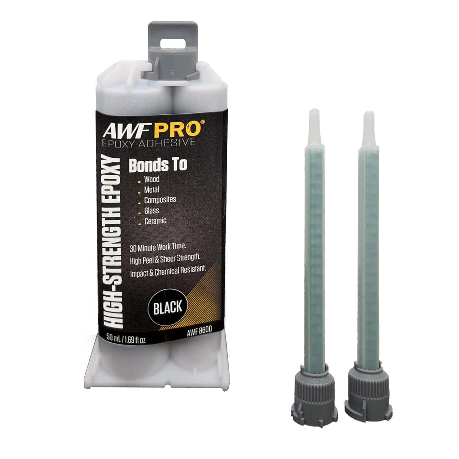 AWF PRO High-Strength Epoxy – Black, Two-Part Structural Epoxy Adhesive, Rigid Bond Strength, 50 mL (1.69 fl oz)