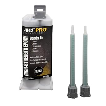 AWF PRO Epoxy, Structural Adhesive, Bonds to Metal, Wood, Concrete, Composites, Two-Part High-Strength Formula, UL 94 HB Classified, 50 mL Dual Cartridge, Black, 50 mL 1.69 fl oz, Pack of 1