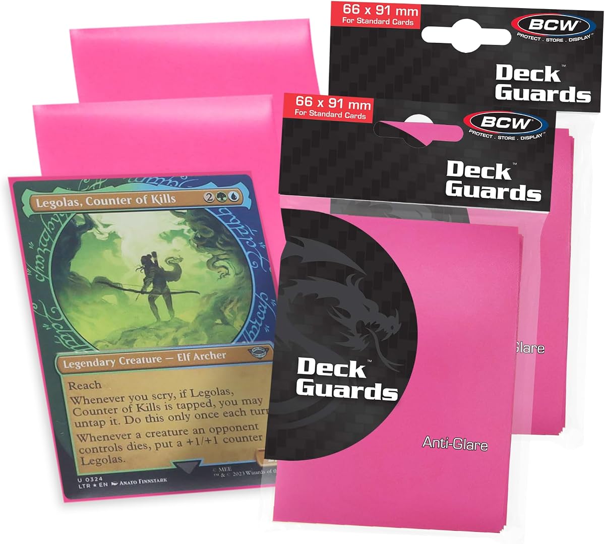 BCW Deck Guard - Double Matte Pink Card Sleeves | Acid-Free, Archival-Safe, No PVC | Anti-Glare Matte Finish | Fits Standard 2½" x 3½" Game Cards | Durable Deck Protector Sleeves | 100 Ct