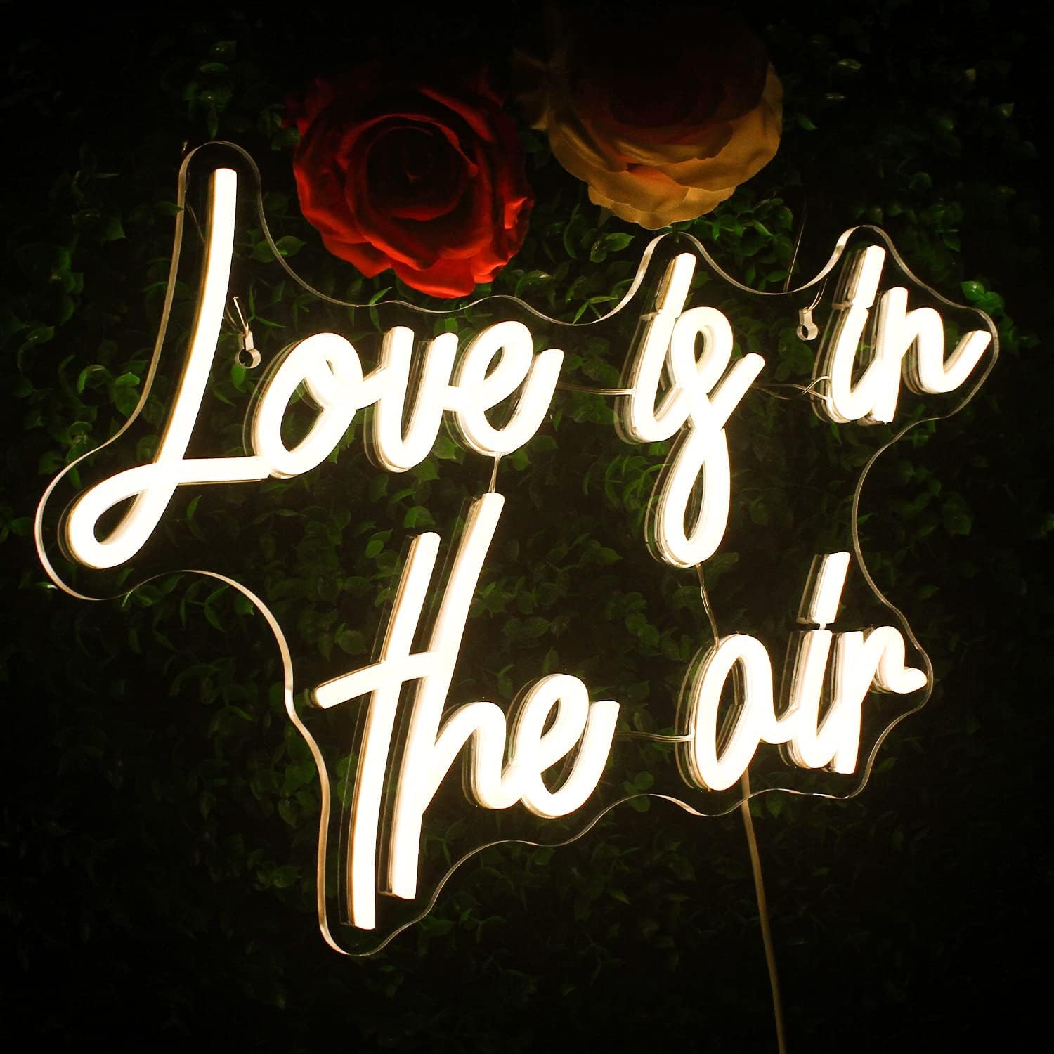 Looklight Neonowy znak "Love is in The Air", ciepła biel, LED, do dekoracji ścian, zasilany przez USB, litera, neonowa lampa, do sypialni, domu, baru, zaręczyn, na ślub, urodziny, przyjęcie, prezent