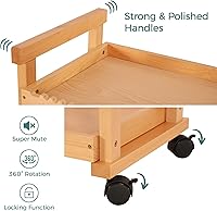 Vista 4 de VISWIN Organizador de carrito de arte, organizador de almacenamiento de suministros de arte de madera de haya maciza con ruedas giratorias, carrito