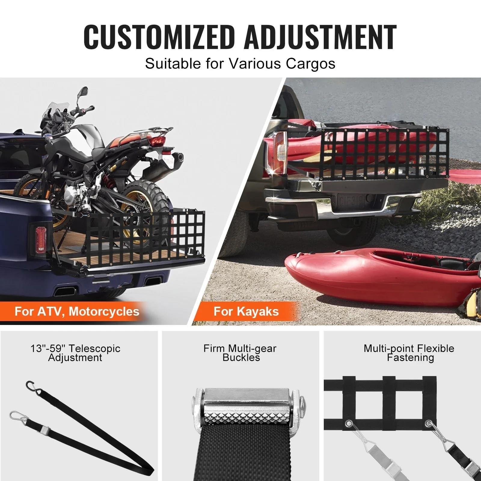 Red de Almacenamiento Red Elástica Portón Trasero Coche Organizador Almacenamiento Maletero con 4 Correas Telescópicas para Equipaje Remolque para Jeep SUV Red Maletero(54 x 18in)