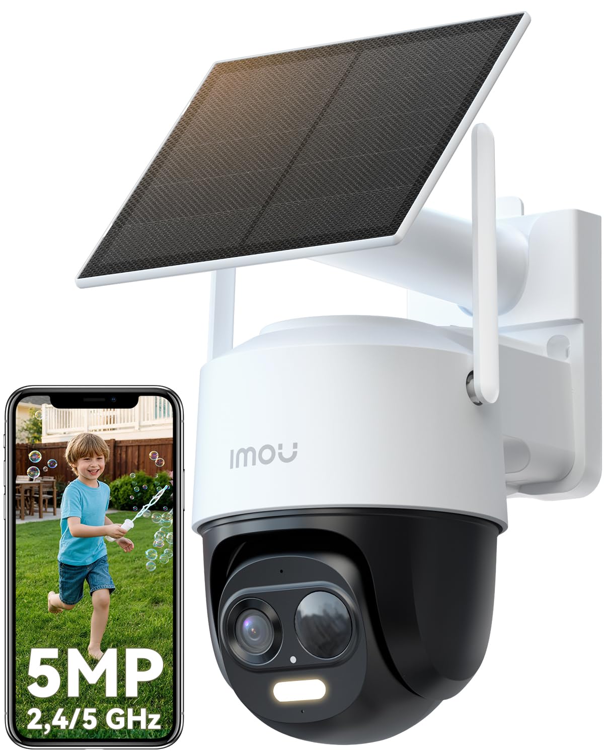 Imou 3K Caméra Surveillance WiFi Exterieure sans Fil Solaire, 2.4/5GHz WiFi