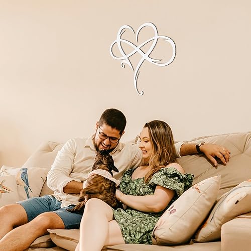 Miniatura 6 de Decoración de pared de metal con corazón infinito, decoración única de pared de corazón infinito, placa de amor, arte geométrico de acero, adornos