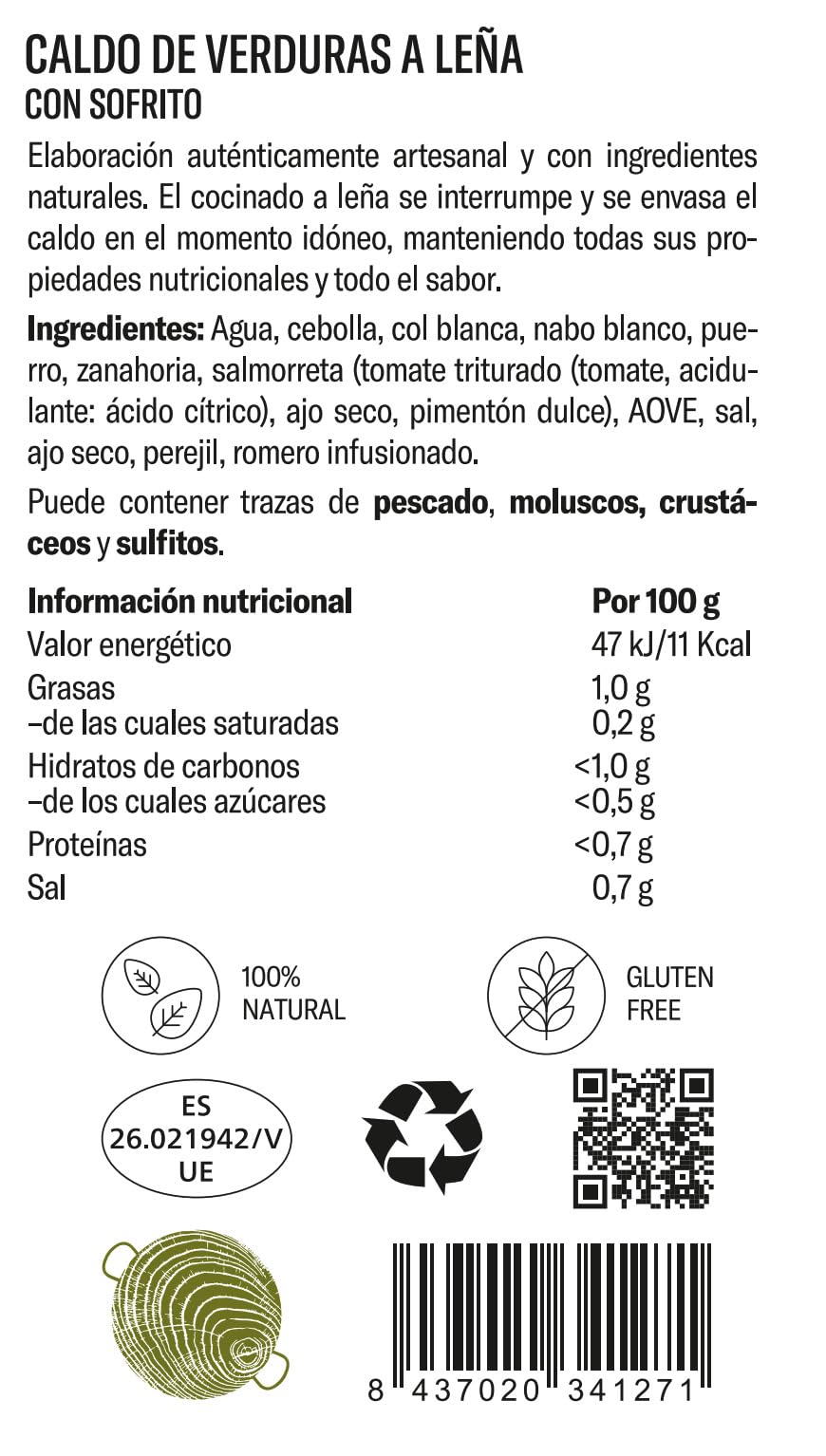 Caldo de Verduras Vegano 100% Natural Cocinado a Leña Pack 3 Litros