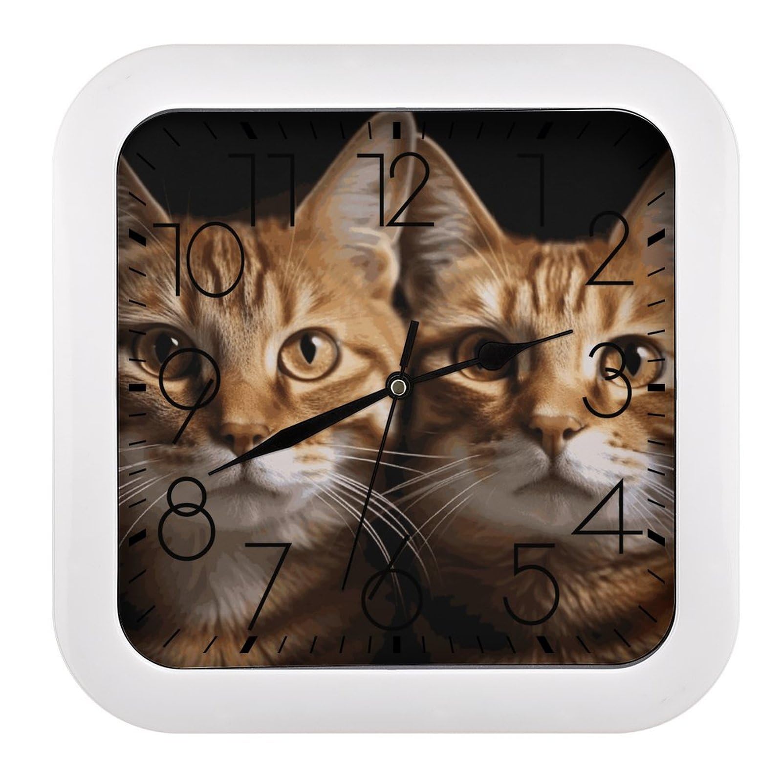 JTREHY Cats Wall Clock The Sound is Soft Square Timepiece Fashion Precise Easy to Read Numbers | Perfect Living Room Kitchen Or Office Clocks