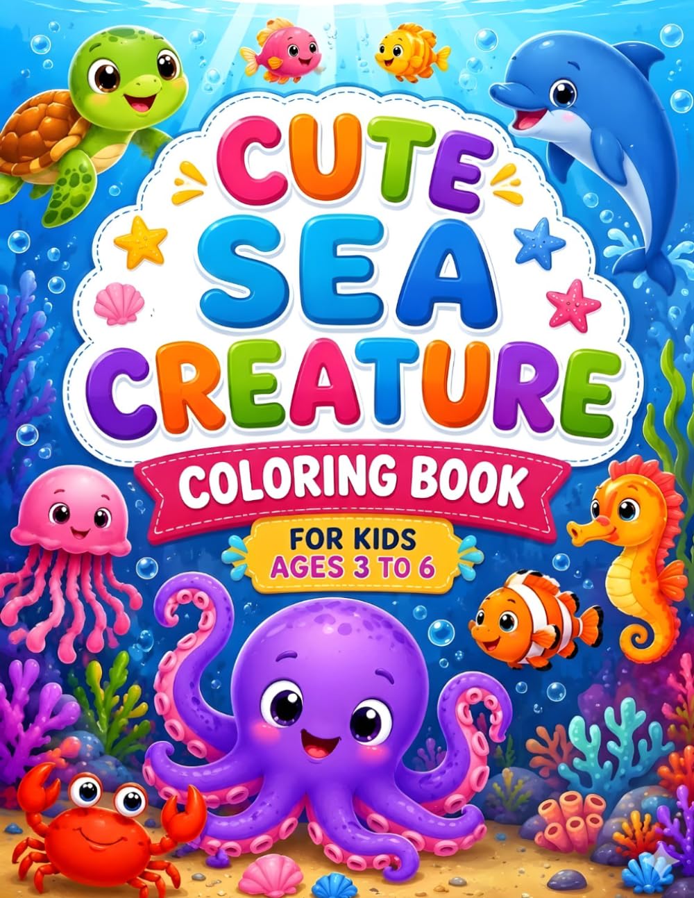 Cute Sea Creatures Coloring Book