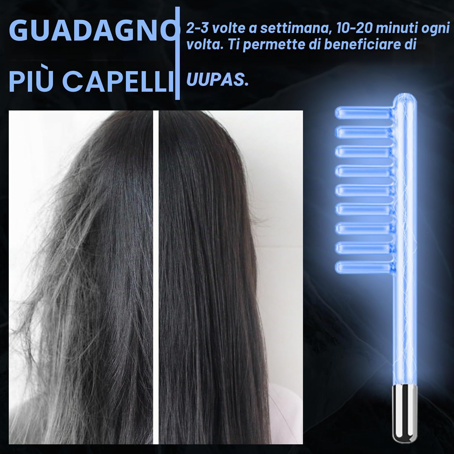 UUPAS Bacchetta Blu ad Alta frequenza Viso Professionale - Macchina Facciale ad Alta Frequenza con 4 Tubi