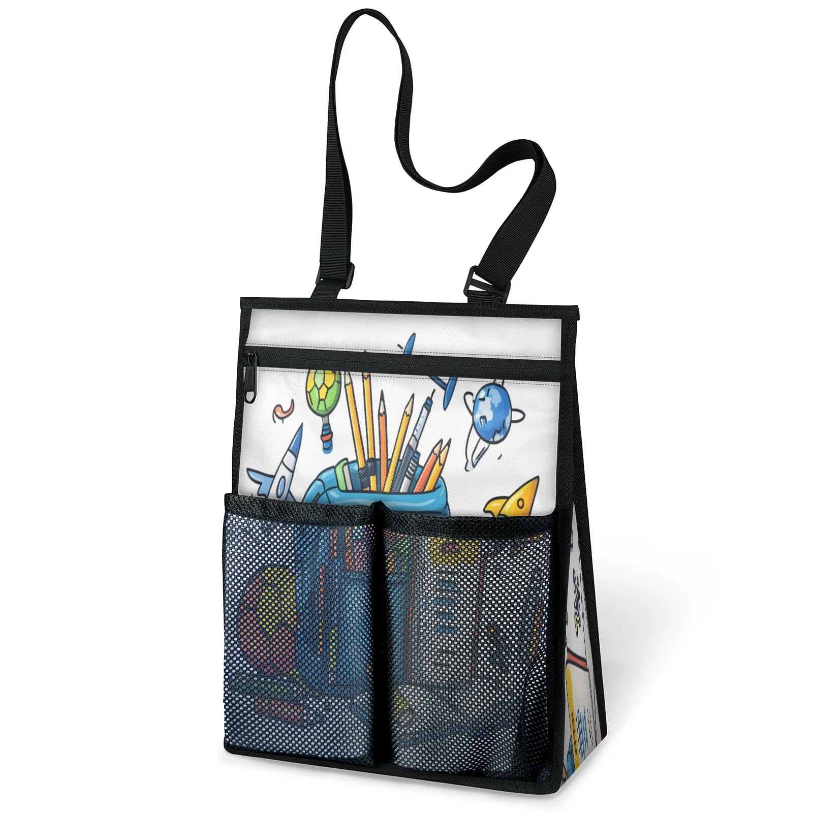 Ourtheme Cartoon Supplies Theme Portable Shower Bag for Travel Gym Camp Beach Tote Shower Caddy Bags Hanging Toiletry