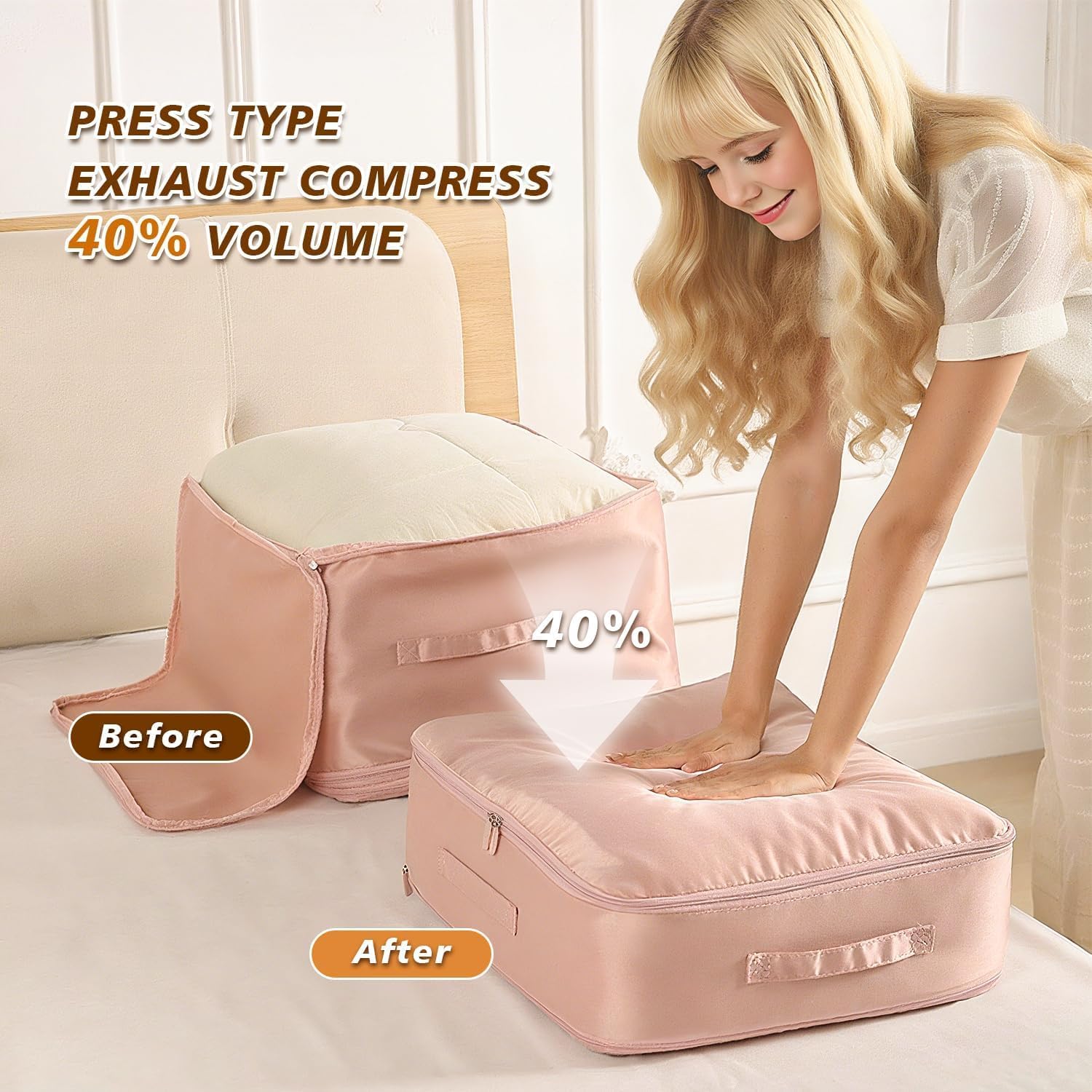 135L Large Capacity Ultra Space-Saving Self Compression Storage Bags, 3-Layer Compressible, 40% Space Saving, Closet Organizers and Storage Bags for Comforter, Blanket, Duvet, Down Jacket, 2 Pack - Image 5