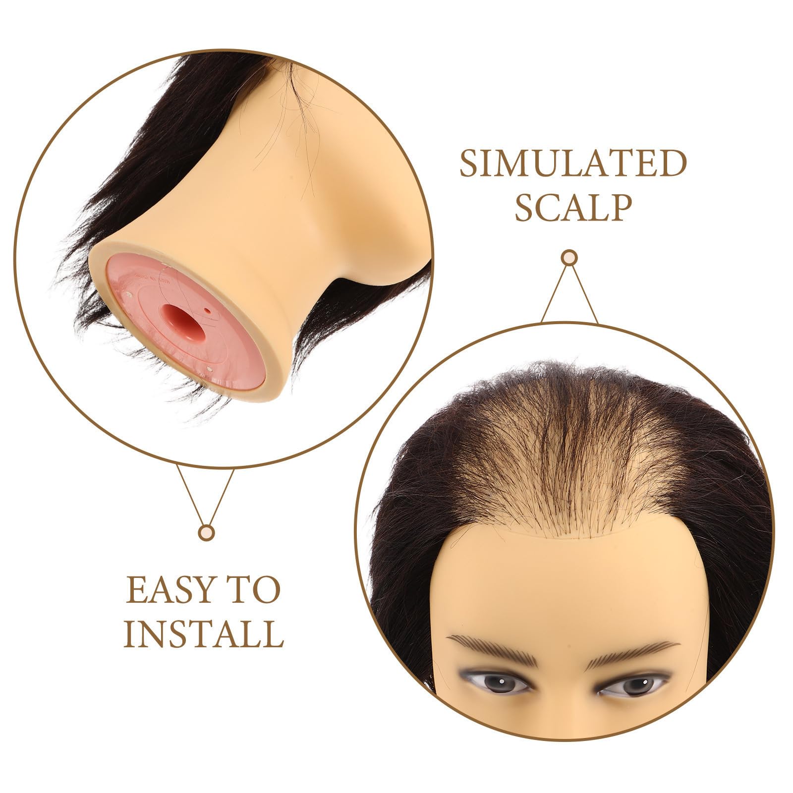 Friseur Übungskopf für Haarstyling Männlicher Puppenkopf aus PVC Schwarz Realistische Haarstruktur und Haardichte für Salontraining und Prüfungsvorbereitung für Anfängerfriseure