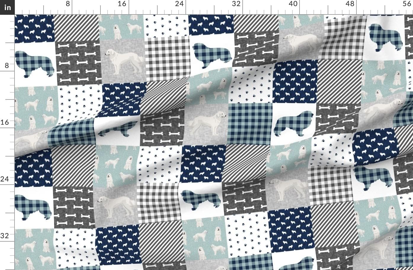 Spoonflower Fabric - Great Pyrenees Pet Quilt Cheater Wholecloth Dog Breed Dogs Printed on Organic Cotton Sateen Fabric by The Yard - Sewing Quilting Apparel Home Decor