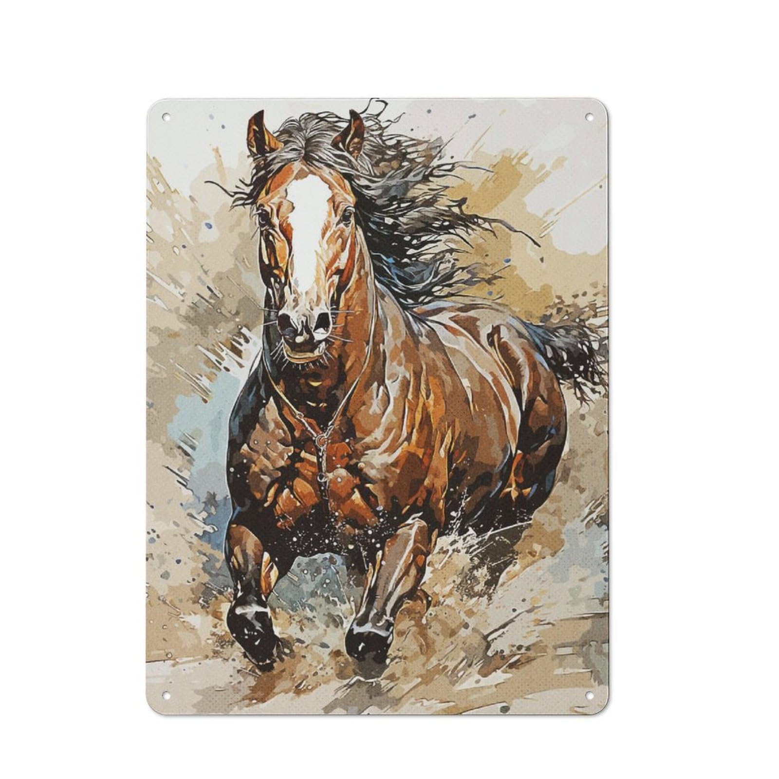 Junmoney Drawing Horse Vintage Metal Plaque 40X30cm For Man Cave Or Games Room, For An Autumn Update To Man Cave And Games Room