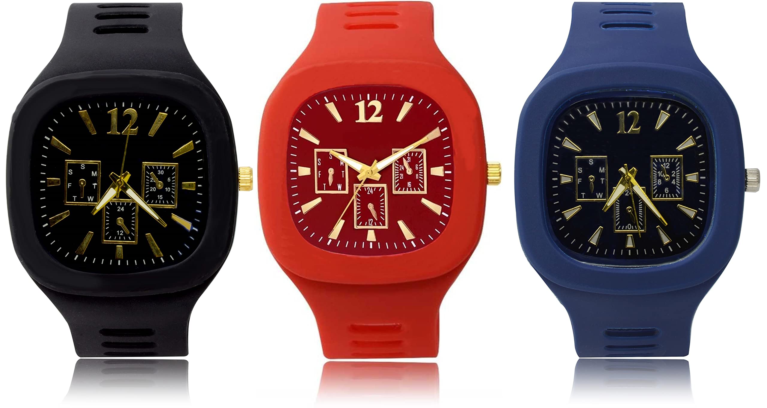 FEMEO Mens New Analogue Superb Best Silicon Rubber Belt Watches for Men & Boys (Pack of 3) (B0B4DBB7W3) Amazon Price History, Amazon Price Tracker