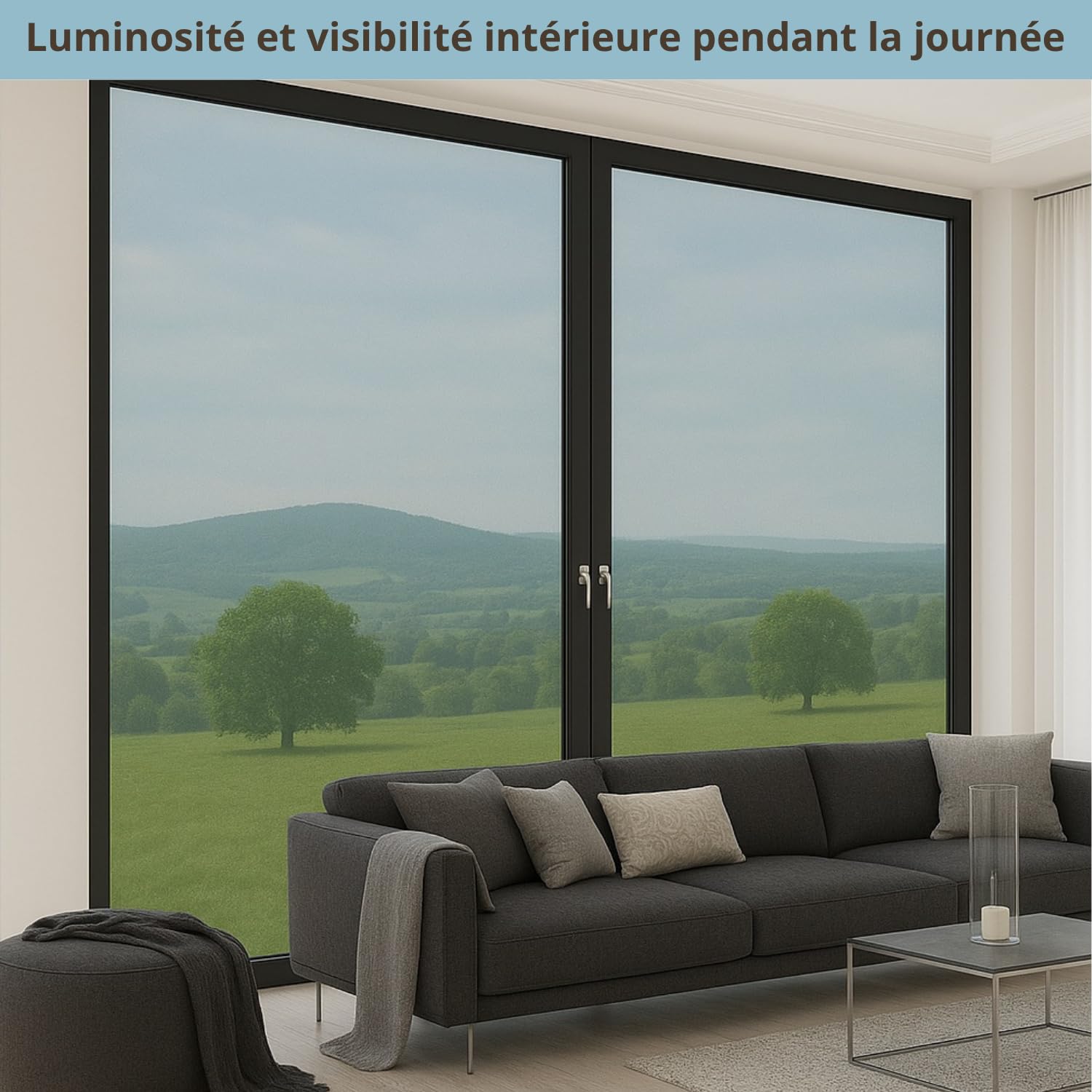Film miroir pour fenêtres (120 x 1000 cm) Grandes tailles – avec colle occultante réfléchissante unidirectionnelle 99 % anti-UV, contrôle de la chaleur, bureau, maison, vitres (argenté, adhésif sans