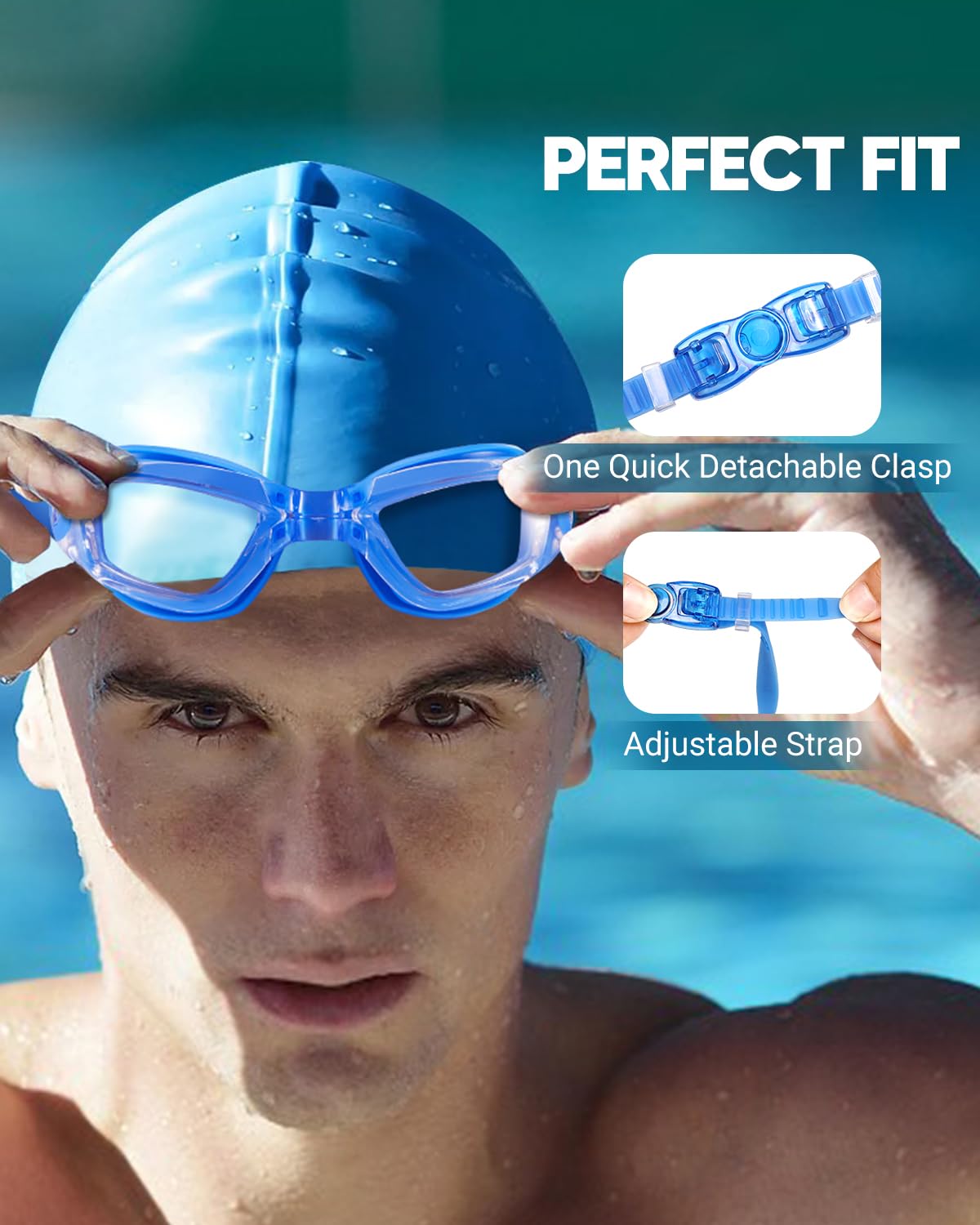 Juego de 2 gafas de natación sin fugas para adultos, hombres, mujeres, jóvenes