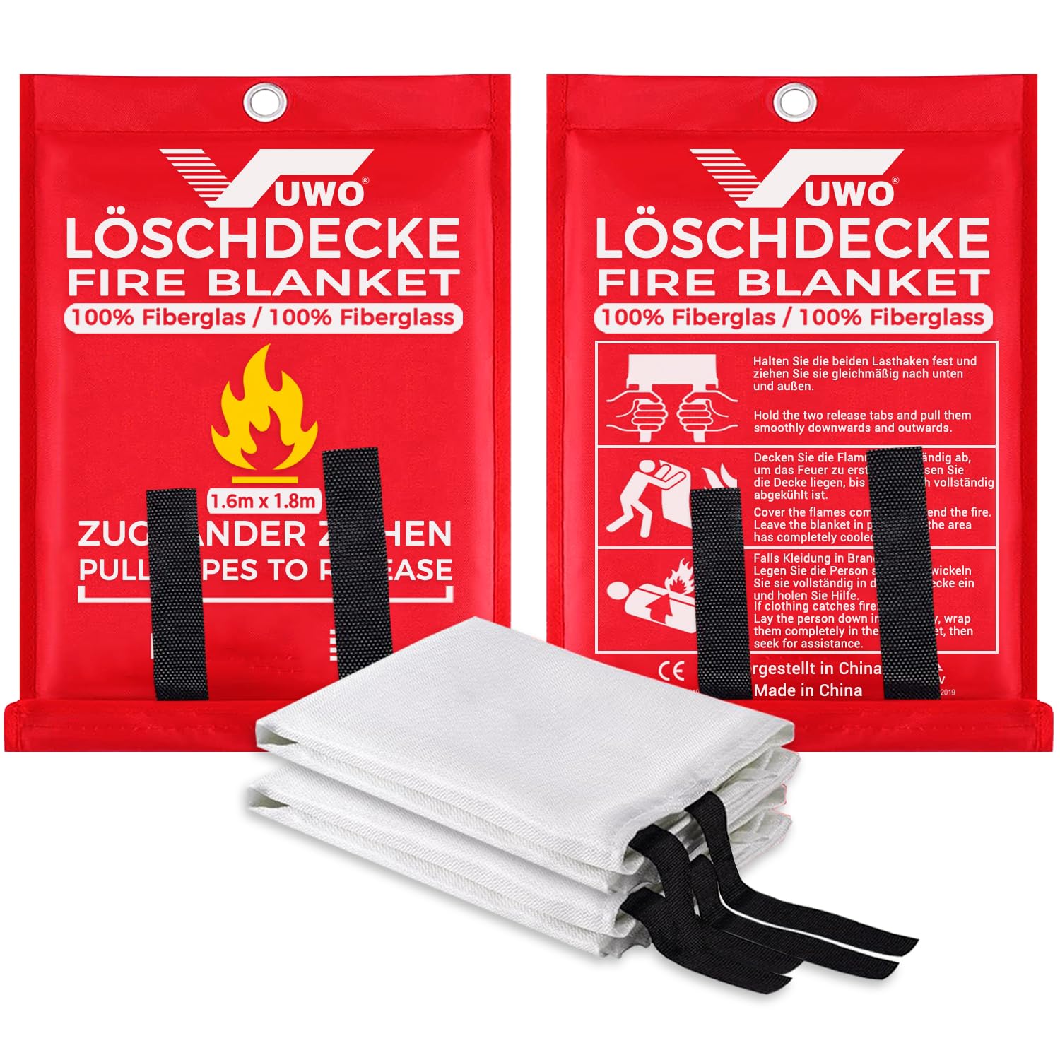 Couverture Anti Feu en Fibre - 1 Paquet Couverture Anti-Feu de Survie de Verre d'urgence pour Protection Ignifuge et la l'Isolation Thermique Applicable à Cuisine Camping Barbecue(1.6m x1.8m)