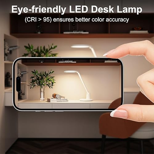 Miniatura 3 de Desk Lamps for Home Office with Stable Base, 1000LM Ultra Bright Eye-Caring Desk Light, 3000K-6000K Dimmable Table Lamp with Stepless Dimming &
