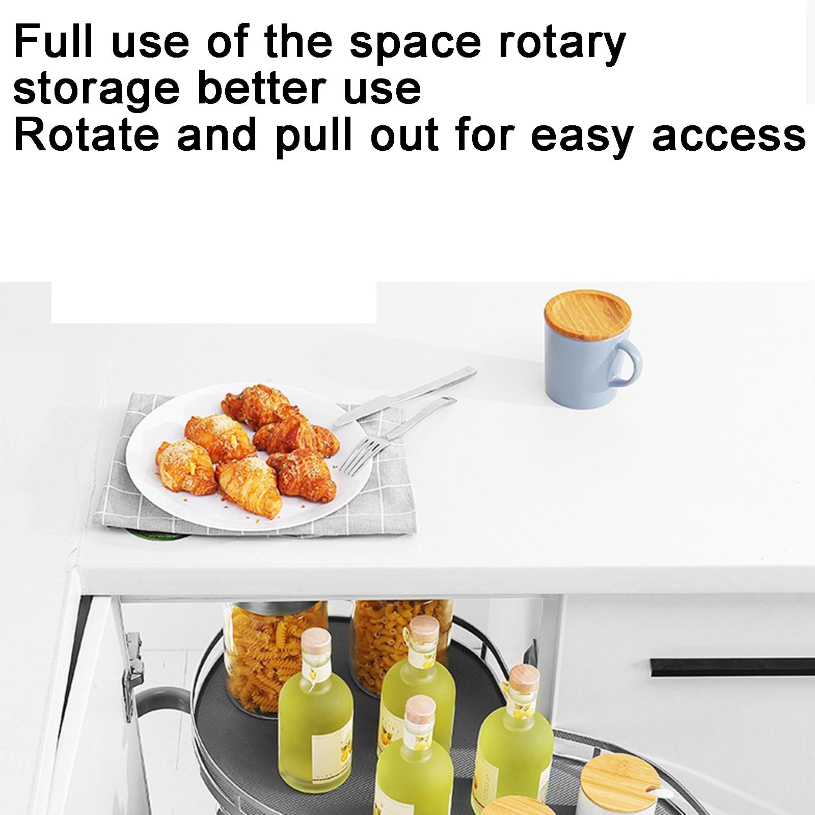 Cestino estraibile rotante, apertura a sinistra, doppio strato, salvaspazio, nanotecnologia antiscivolo per organizzare la cucina