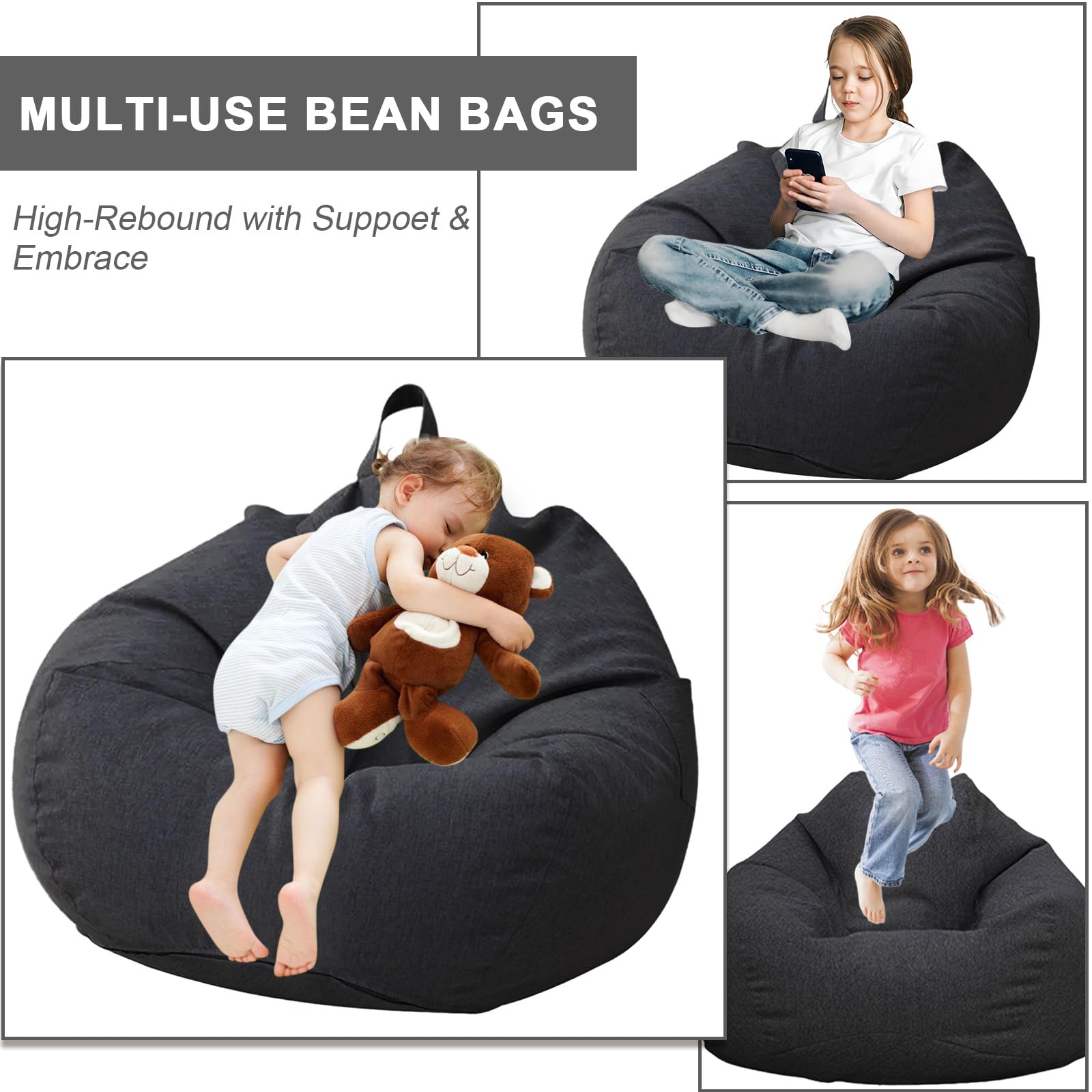 Sacco Seduto per Bambini e Adulti, Coprimaterasso Sacco Seduto Senza Riempimento, con Cerniera, per Adulti e Bambini, 100 x 120 cm Poltrona Sacco per Camera da Letto, Ufficio, Soggiorno, Terrazza