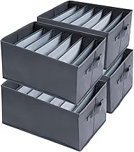 Niviy Clothes Organizer 4 Pieces with 7 Compartments for Jeans Scarf with Handle and Base Plate, 43 x 30 x 25 cm