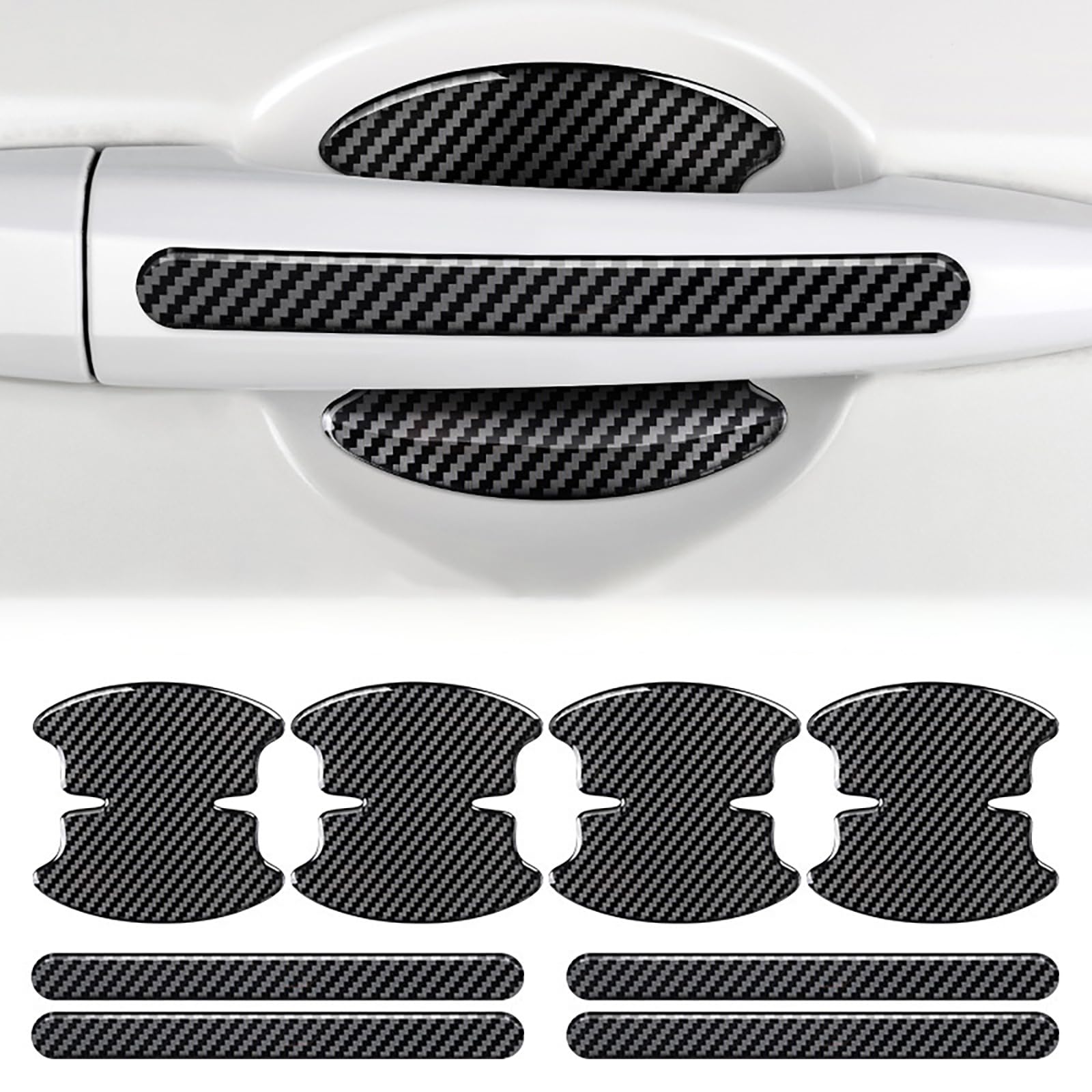 VEPOIUYTRE Car Door Handle Protector for Jeep Cherokee 1974-2022 XJ KK KL, Carbon Fiber Scratch Guard Sticker for Door Bowl, Wear-Resistant Paint Protection Film, Easy to Install 8Pcs Set