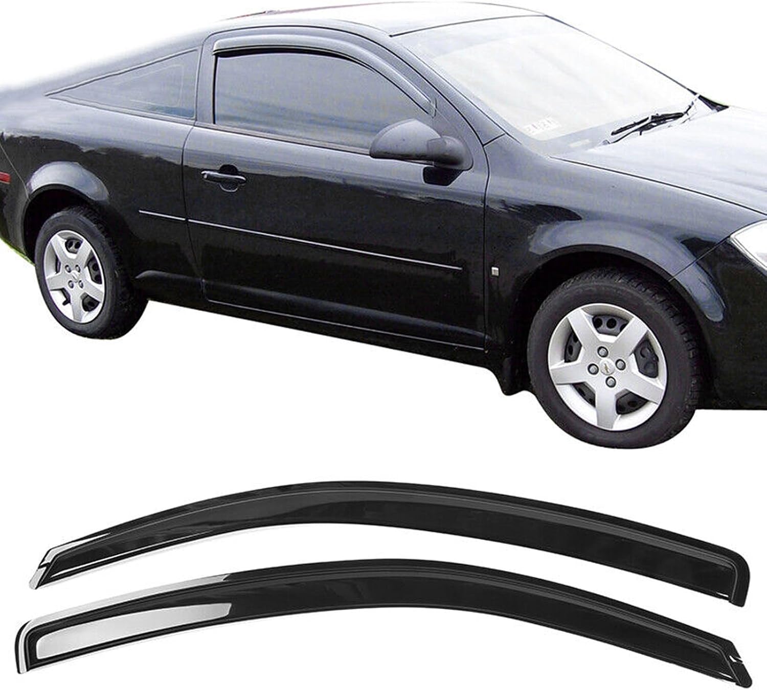 Window Visor Fit for Chevy Cobalt Coupe 2005-2010 2 Door Window Rain Guards Tape on