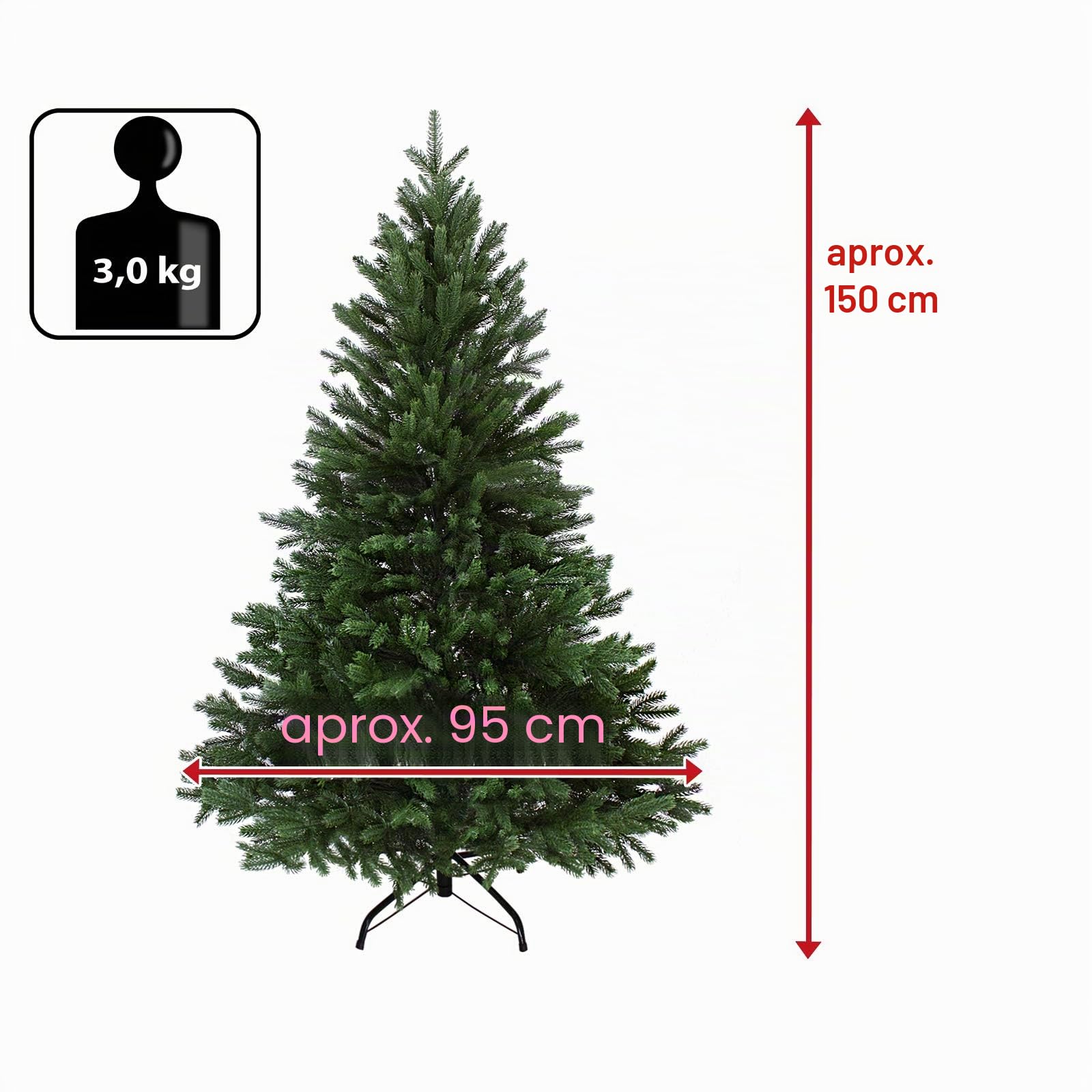 BB Sport Árbol Navidad Lujo PE/PVC Mixto 150 cm Verde Oscuro Abeto Navidad Artificial Realista