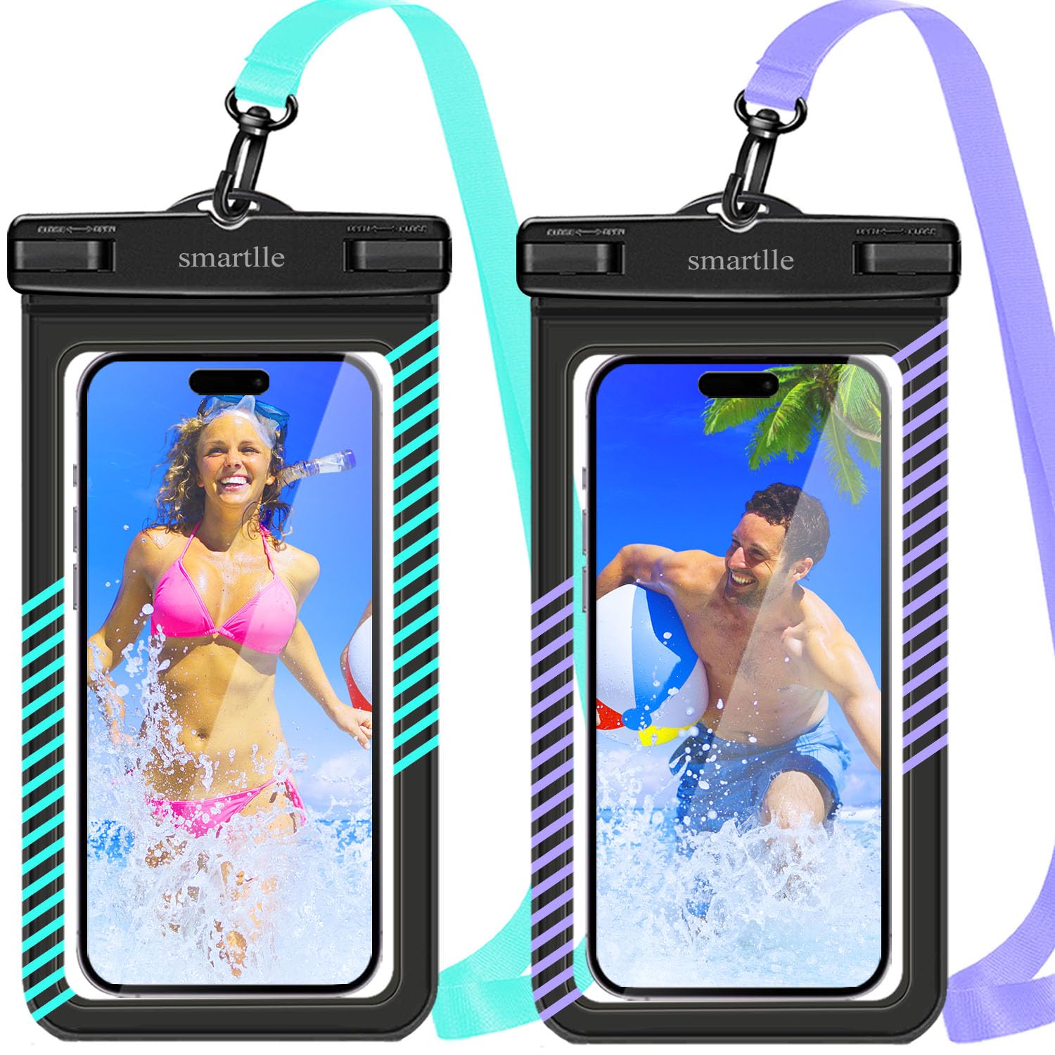 Waterproof Phone Pouches Bags Holder, Cell Phone Water Protectors Pouch Bag 2 Pack for Swimming, IPX8 Water Proof Phone Cases pouch for iPhone 15 14
