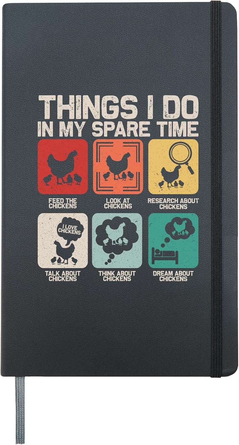 Things I Do In My Spare Time Funny Chicken Farmer Kids Teen Hardcover Journal, Black