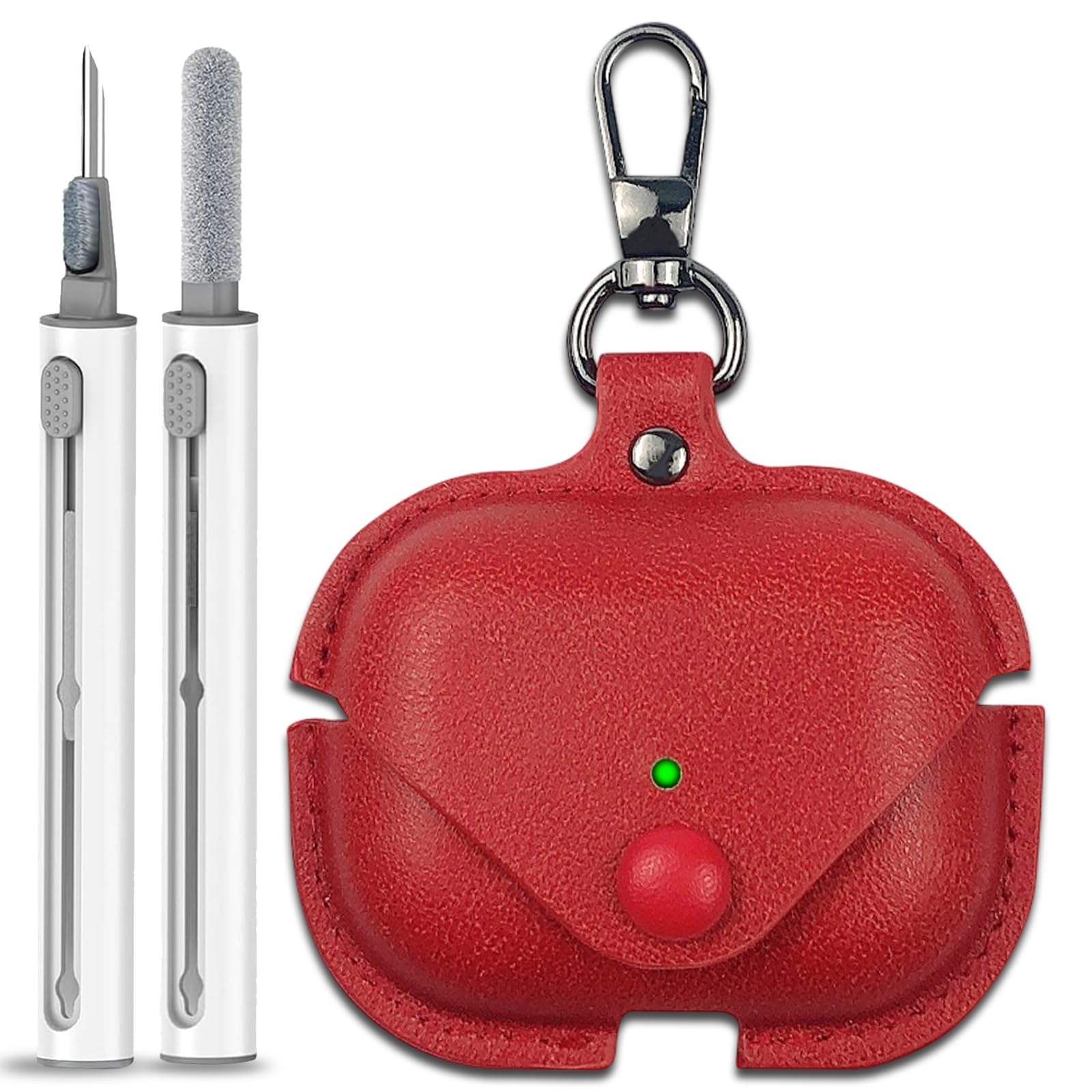 Skórzane etui do Airpods Pro 3 z zestawem do czyszczenia [przednia dioda LED widoczna] etui ochronne do Apple AirPods Pro 3 (2025), odporne na wstrząsy etui do ładowania bezprzewodowego z