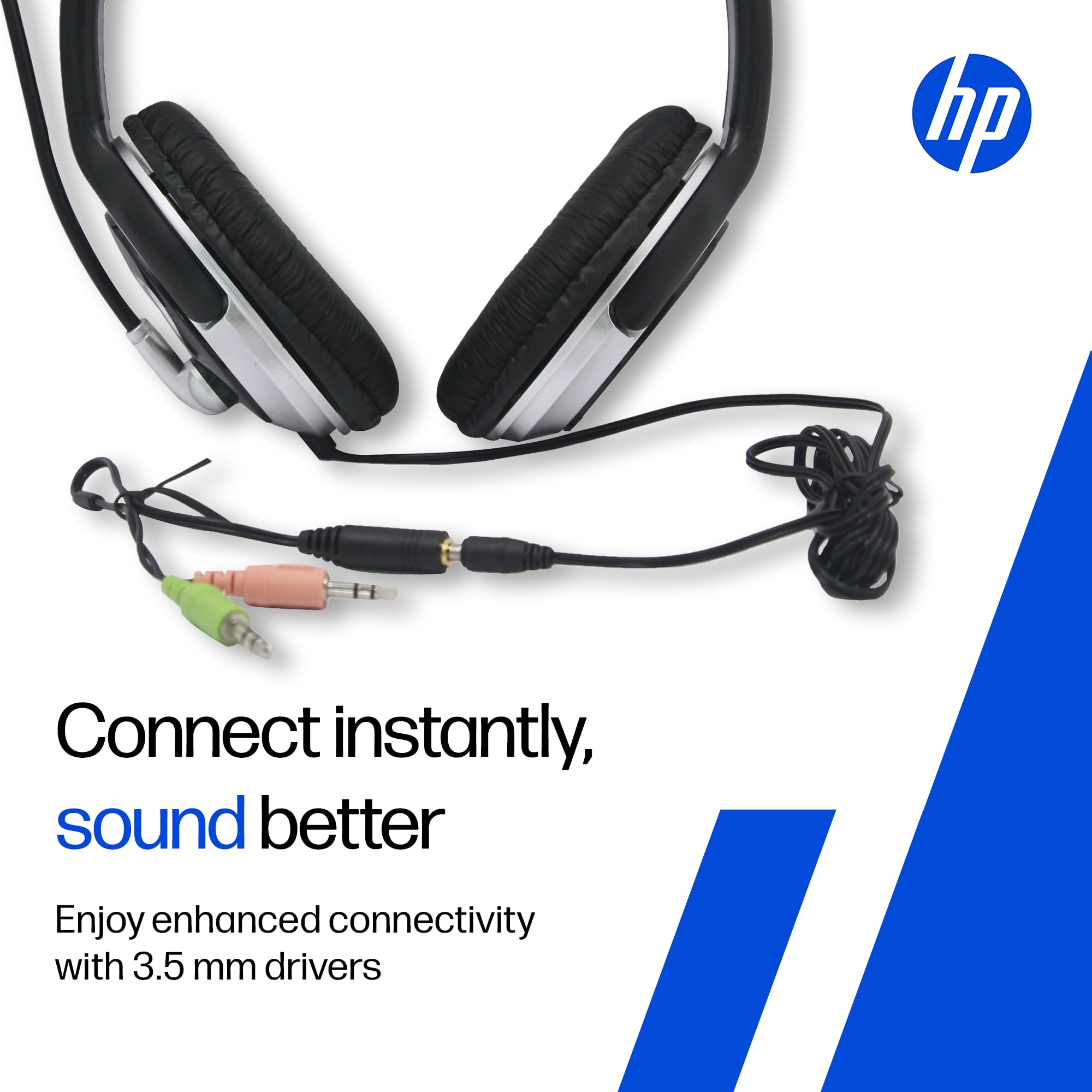 HP Wired On Ear Headphones with Mic with 3.5 Mm Drivers, in-Built Noise Cancelling, Foldable and Adjustable for Laptop/Pc/Office/Home/ 1 Year Warranty (B4B09PA) — Amazon image 3