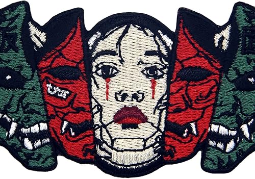 Miniatura 2 de Hannya Oni - Máscara bordada con apliques bordados, emblema para coser