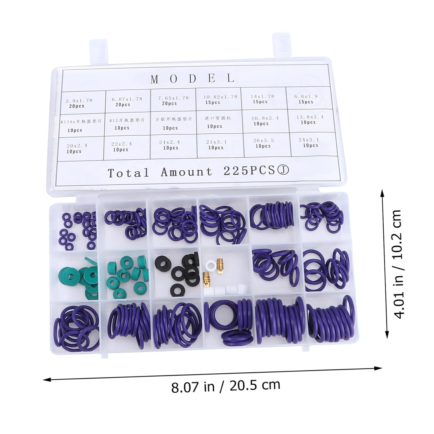 225pcs Gasket Assortment Kit for Automotive Repair High-Temperature Resistant Sealing Washers for and Plumbing Applications