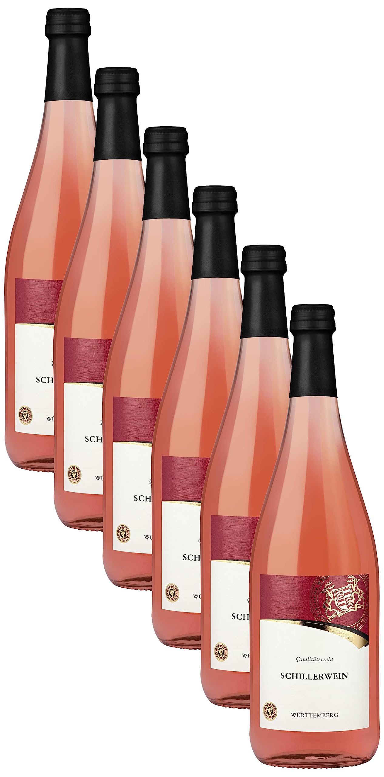 WZG Württemberger Wein Schillerwein QW halbtrocken (6 x 1.0 l) | Fruchtiger Qualitätswein mit lachsrosa Farbe – ideal für Grillabende und gesellige Sommerrunden