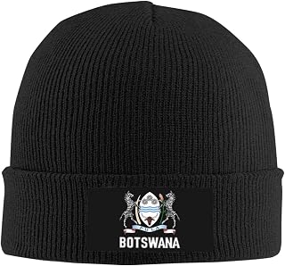 Beanie Knit Hat Coat of Arms of Botswana Flag Botswanan Emblem Flag Winter Fall Headwear for Men Women