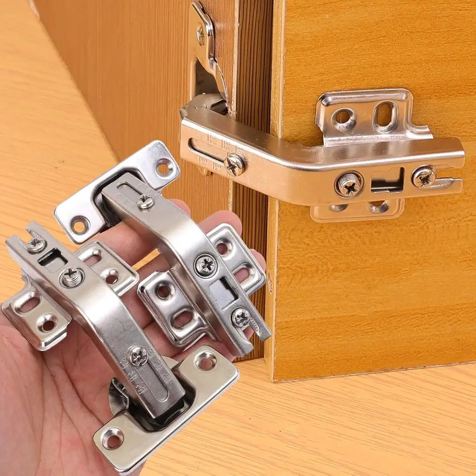 Amortecedor de dobradiça de porta de armário de aço inoxidável 135° Fechar guarda-roupa armário canto oculto dobradiça móveis ferragens