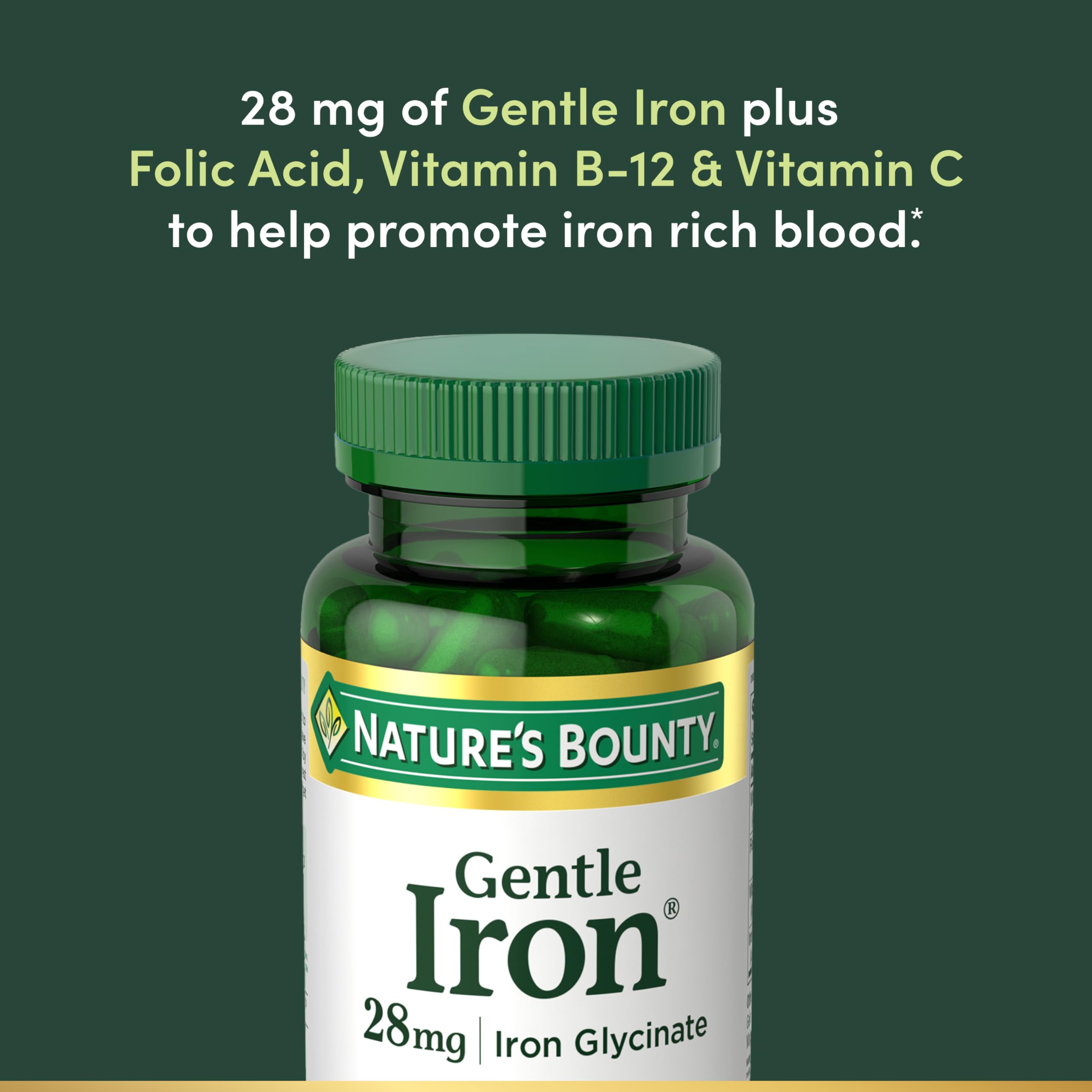 Nature's Bounty Gentle Iron 28 mg Capsules, 90 Count — Amazon image 3