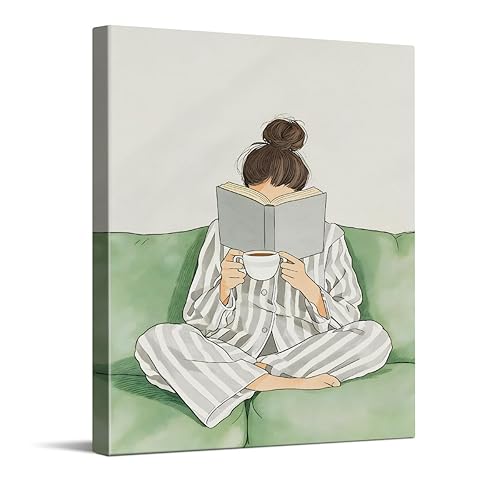 CYFDYVT Cozy Reading Woman Wall Art Relaxing Girl Reading Book