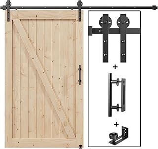 EaseLife 8FT Sliding Barn Door Hardware Kit with Handle