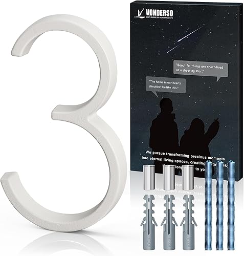 Miniatura 153 de VONDERSO - Letrero de dirección flotante de 5 pulgadas para exteriores de metal negro moderno para patio, calle y buzón, números de dirección Negro 1