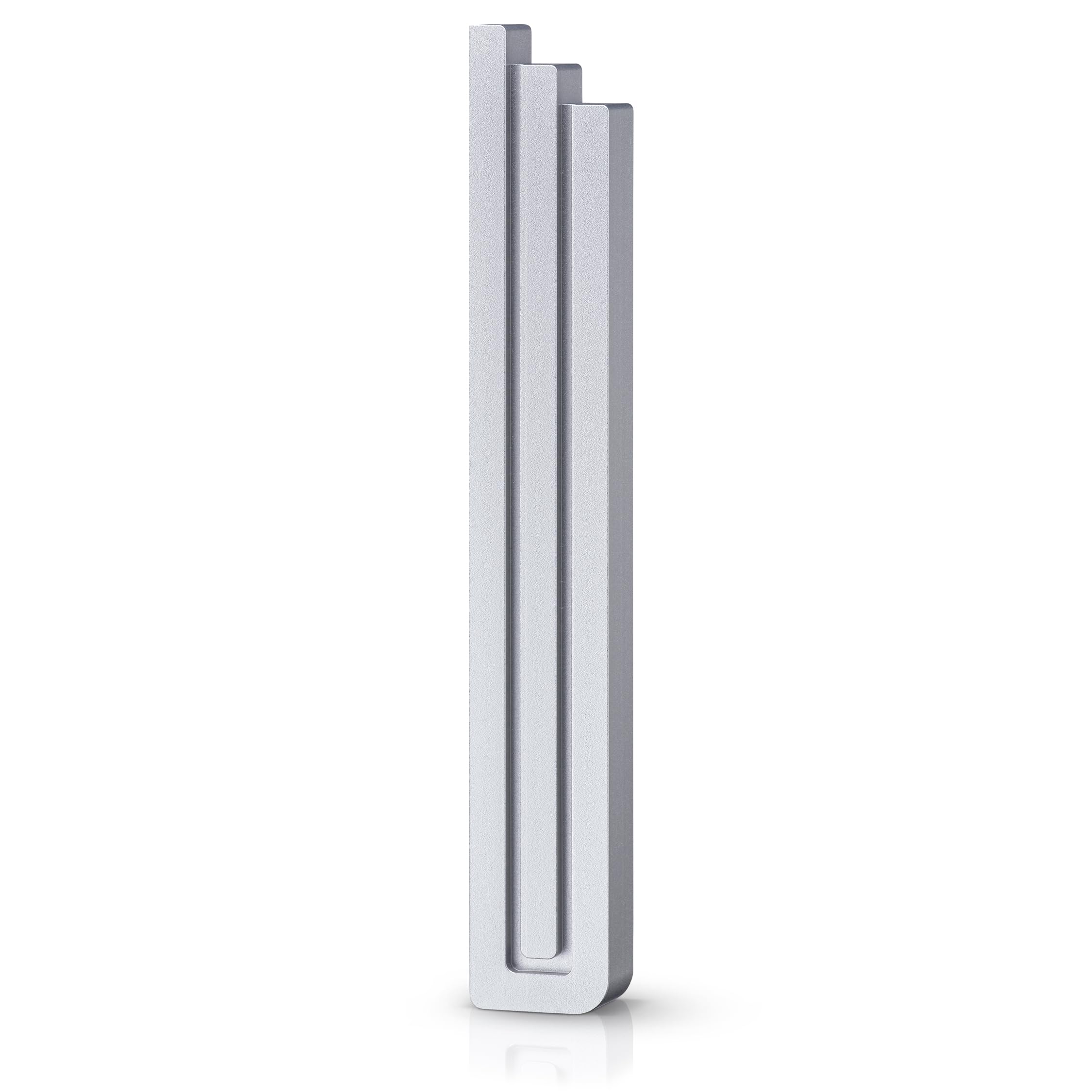 Mezuzah Case – Shin-Shaped Design, Silver Aluminum, up to 5-1/4 " scroll– Full Hebrew ש Shape – Easy Peel &amp; Stick to Install – Waterproof Indoor/Outdoor Use – Home Blessing &amp; Protection (1, Silver)