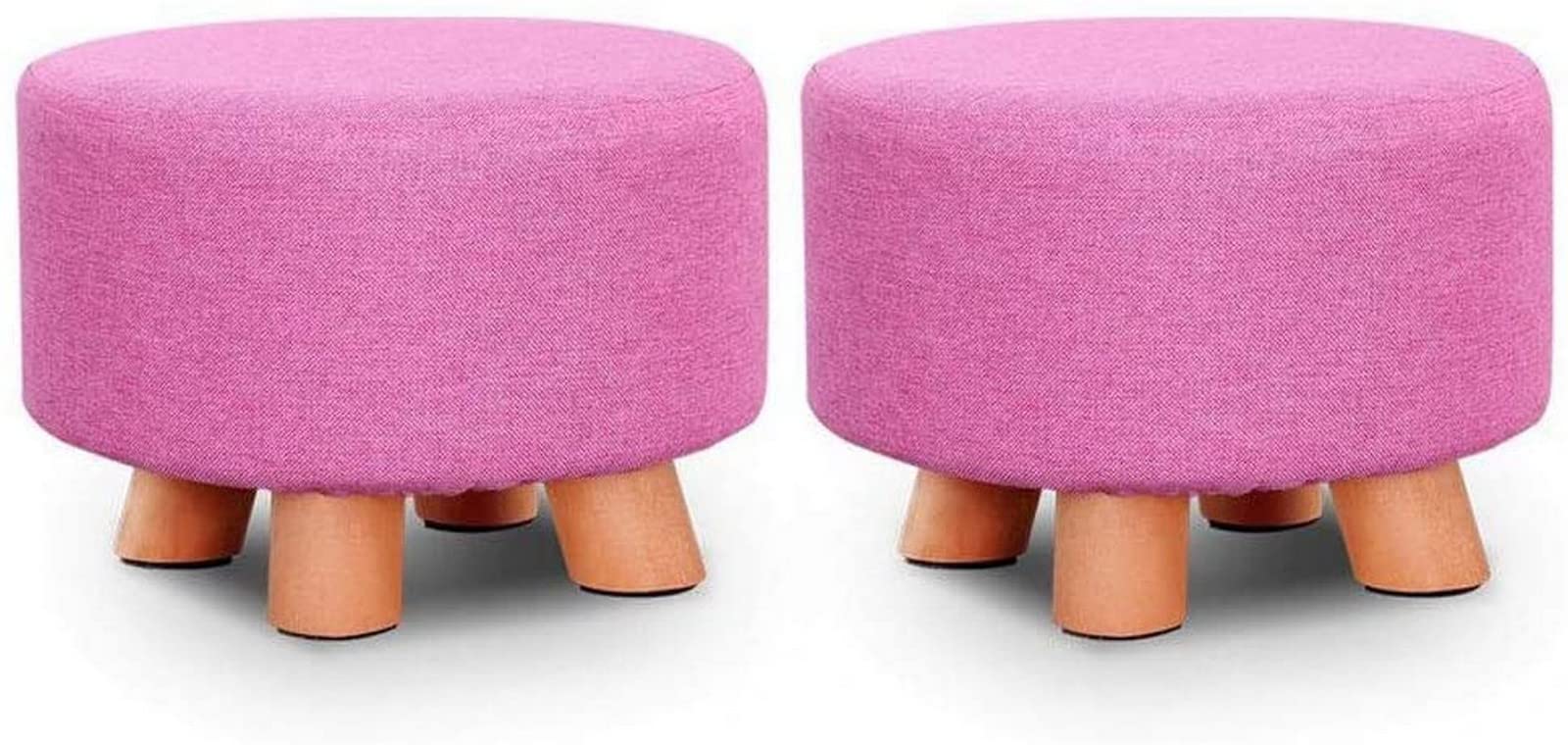 Pouf Repose-Pieds Rond Rose pour Salon Cosy et Chambre Coiffeuse