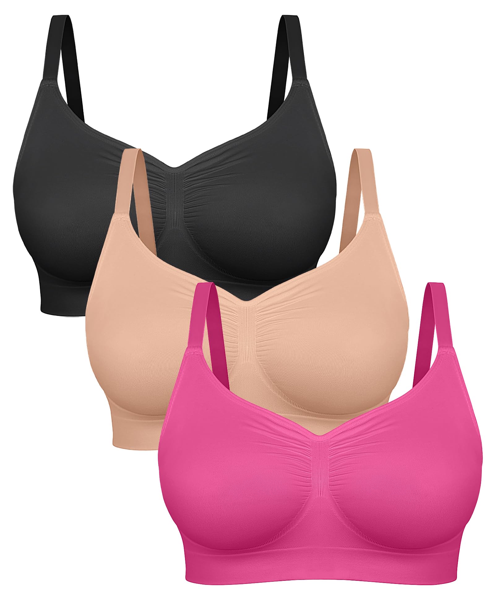 FeelinGirl Bras for Women Wireless Bralettes No Underwire Unlined Seamless Everyday Bras 3-Pack