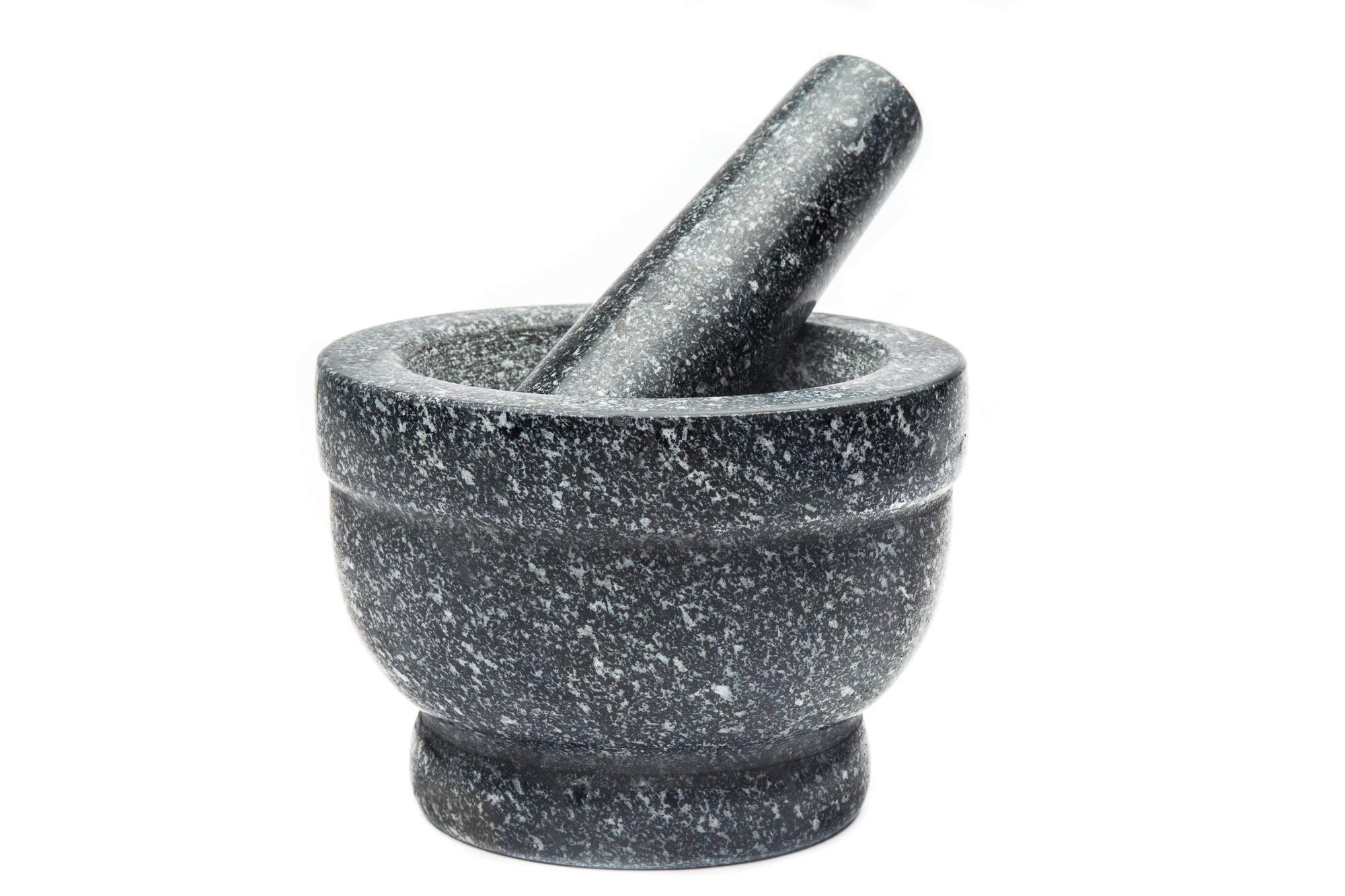Fox Run Granite Mortar and Pestle, 5.5 x 6 x 6 inches, Black